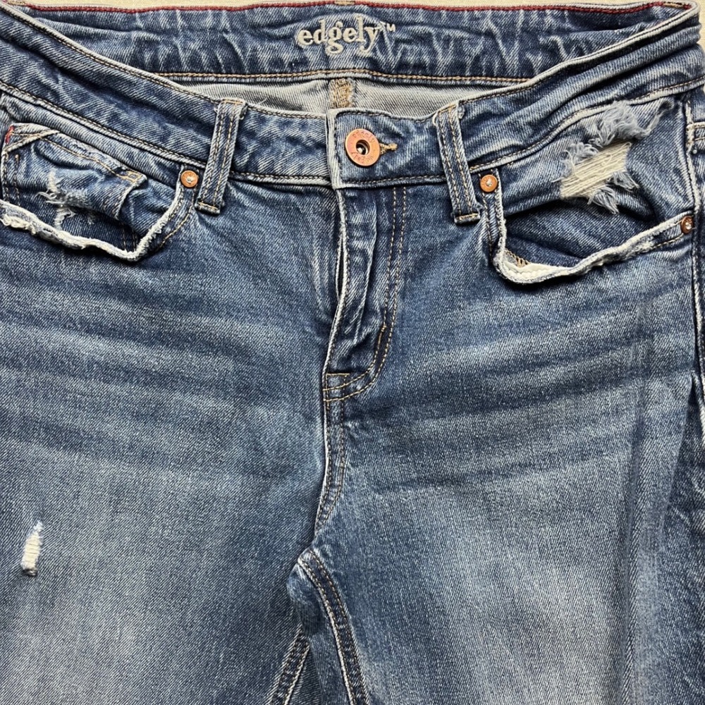 Edgely Low Rise Boyfriend Jeans Size 10 Reg Distressed Medium Wash Denim 764285